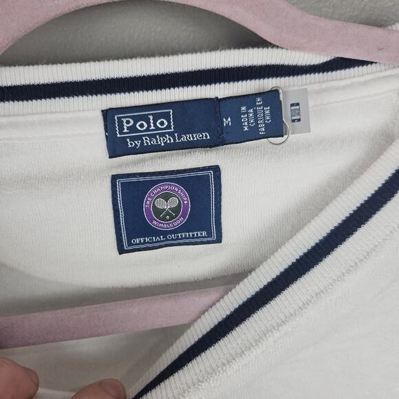 Genuine Polo Ralph Lauren Wimbledon Terry Sweatshirt White Size Medium - Picture 3 of 8